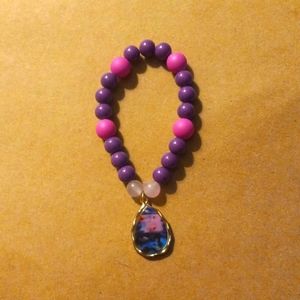 Pink & Purple Bracelet with Charm